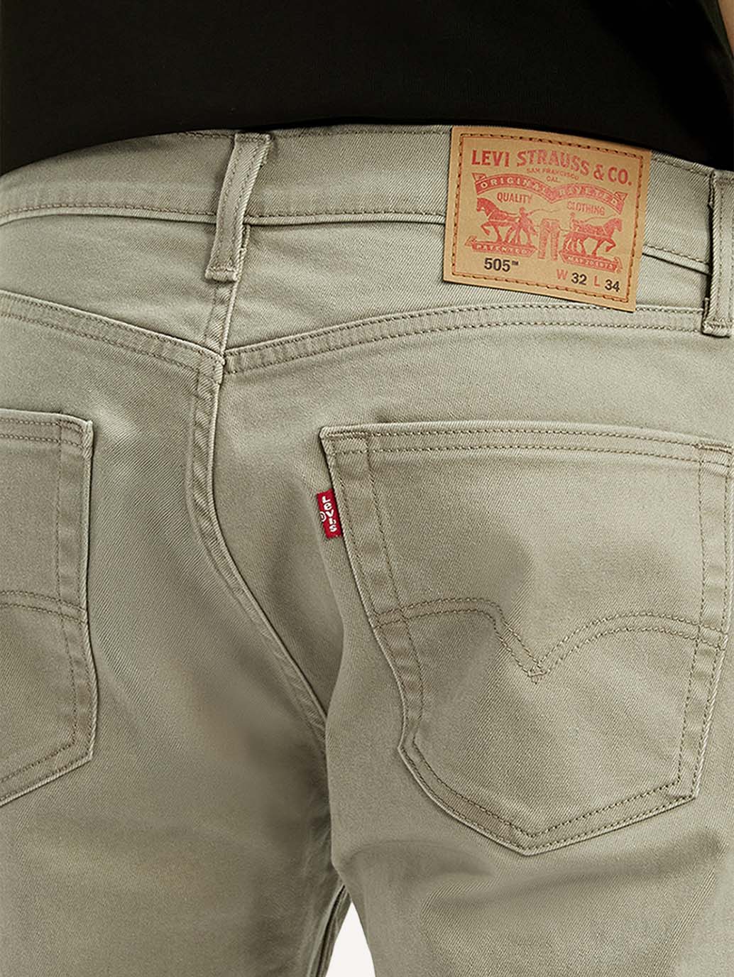 Men's 505 Grey Straight Fit Mid Rise Overdyed Jeans - Detail View