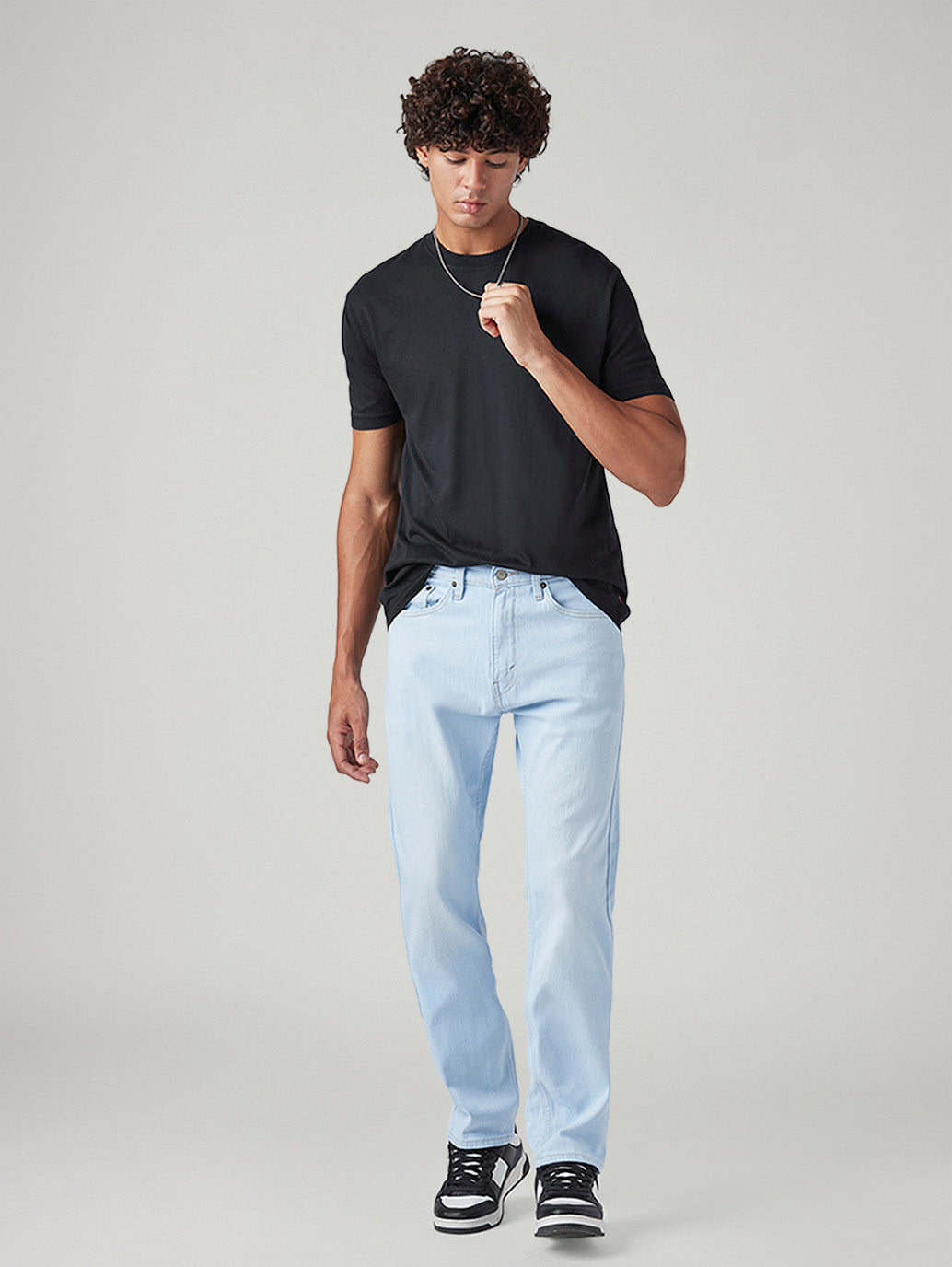 Men's 505 Light Blue Straight Fit Mid Rise Jeans - Styleshot View