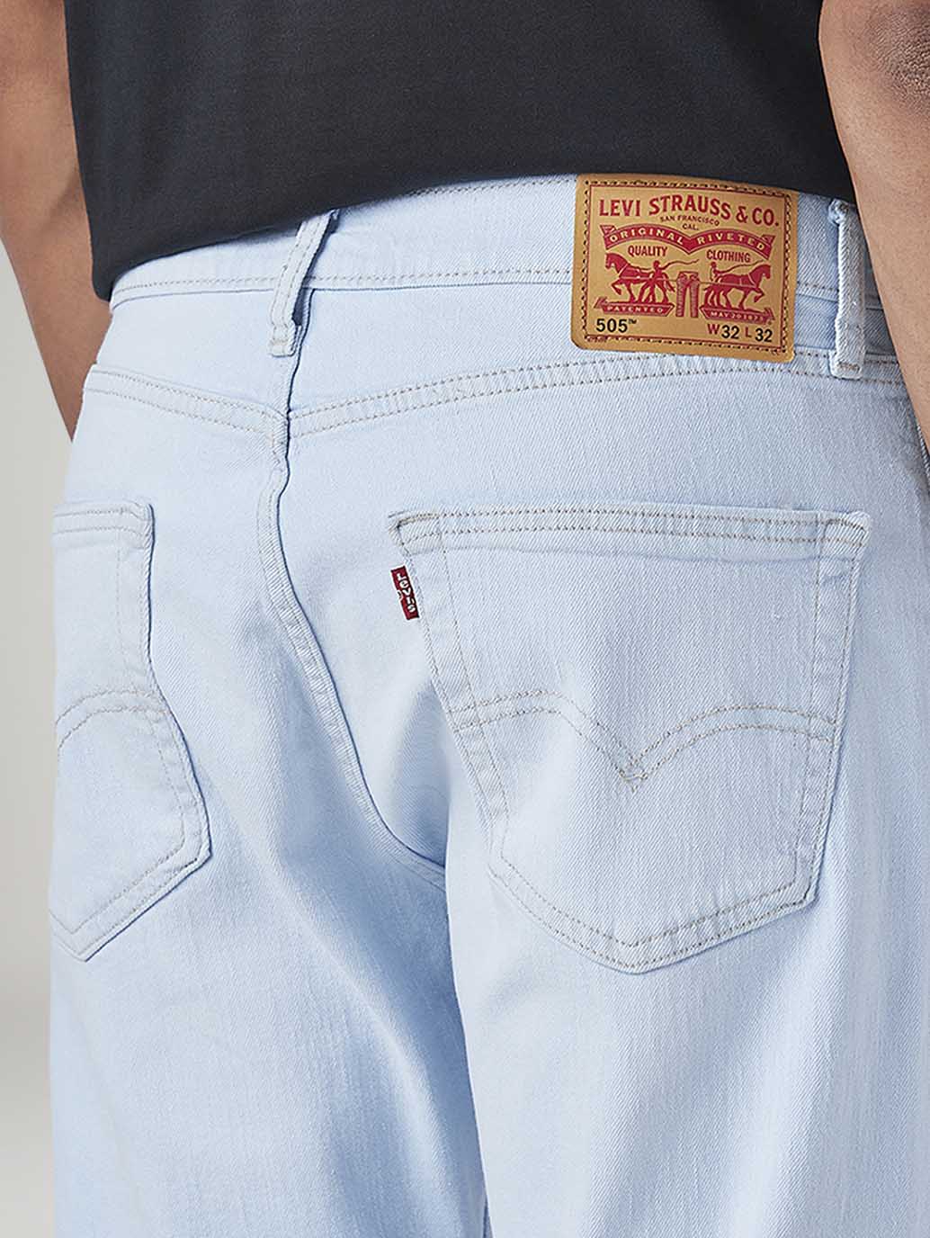 Men's 505 Light Blue Straight Fit Mid Rise Jeans - Detail View