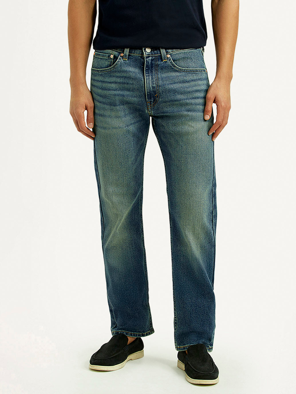 Men's Tinted 505 Blue Straight Fit Mid Rise Jeans - Front View