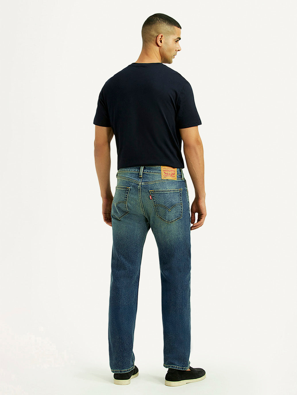 Men's Tinted 505 Blue Straight Fit Mid Rise Jeans - Back View