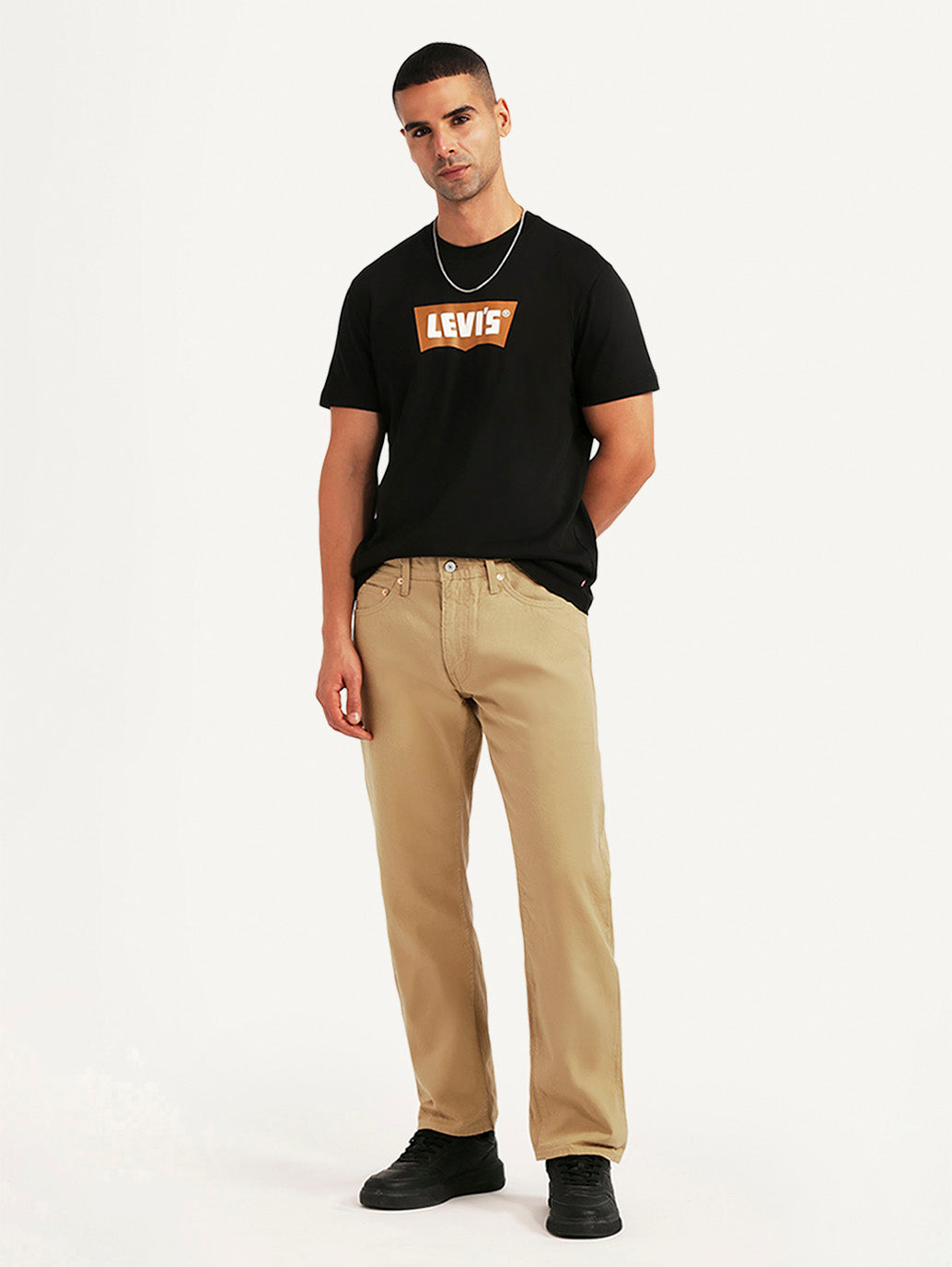 Men's 505 Beige Straight Fit Mid Rise Overdyed Jeans - Styleshot View