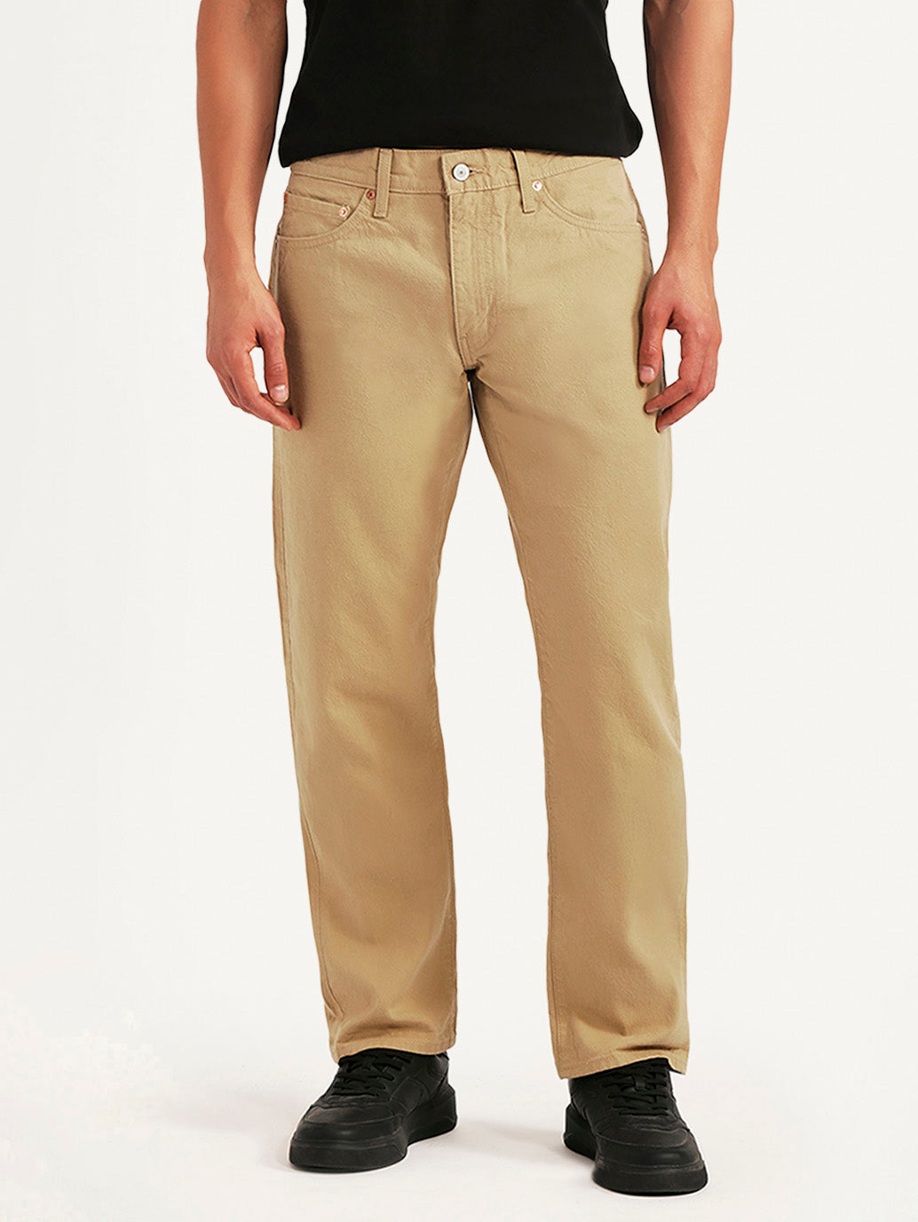 Men's 505 Beige Straight Fit Mid Rise Overdyed Jeans - Front View