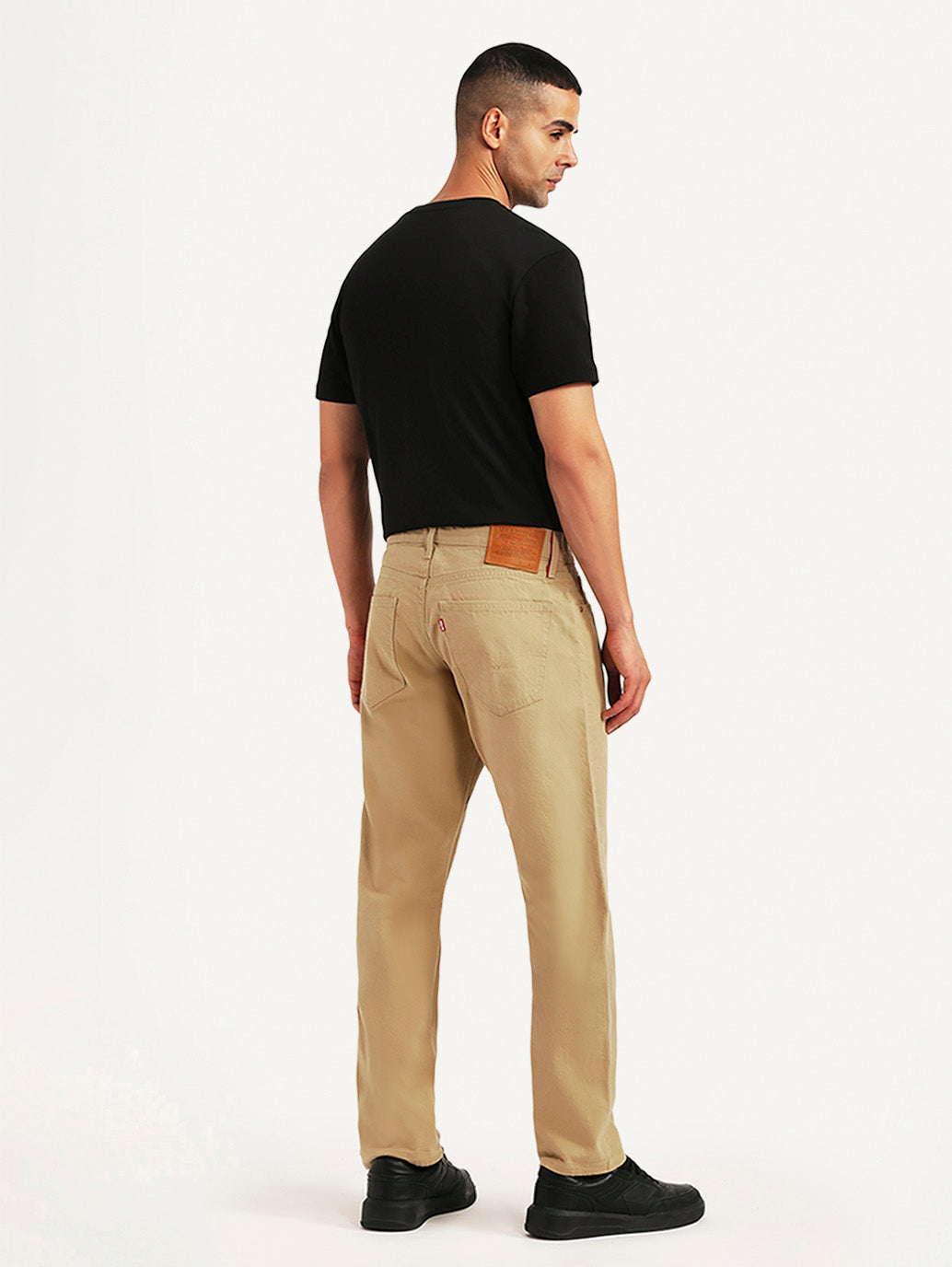 Men's 505 Beige Straight Fit Mid Rise Overdyed Jeans - Back View