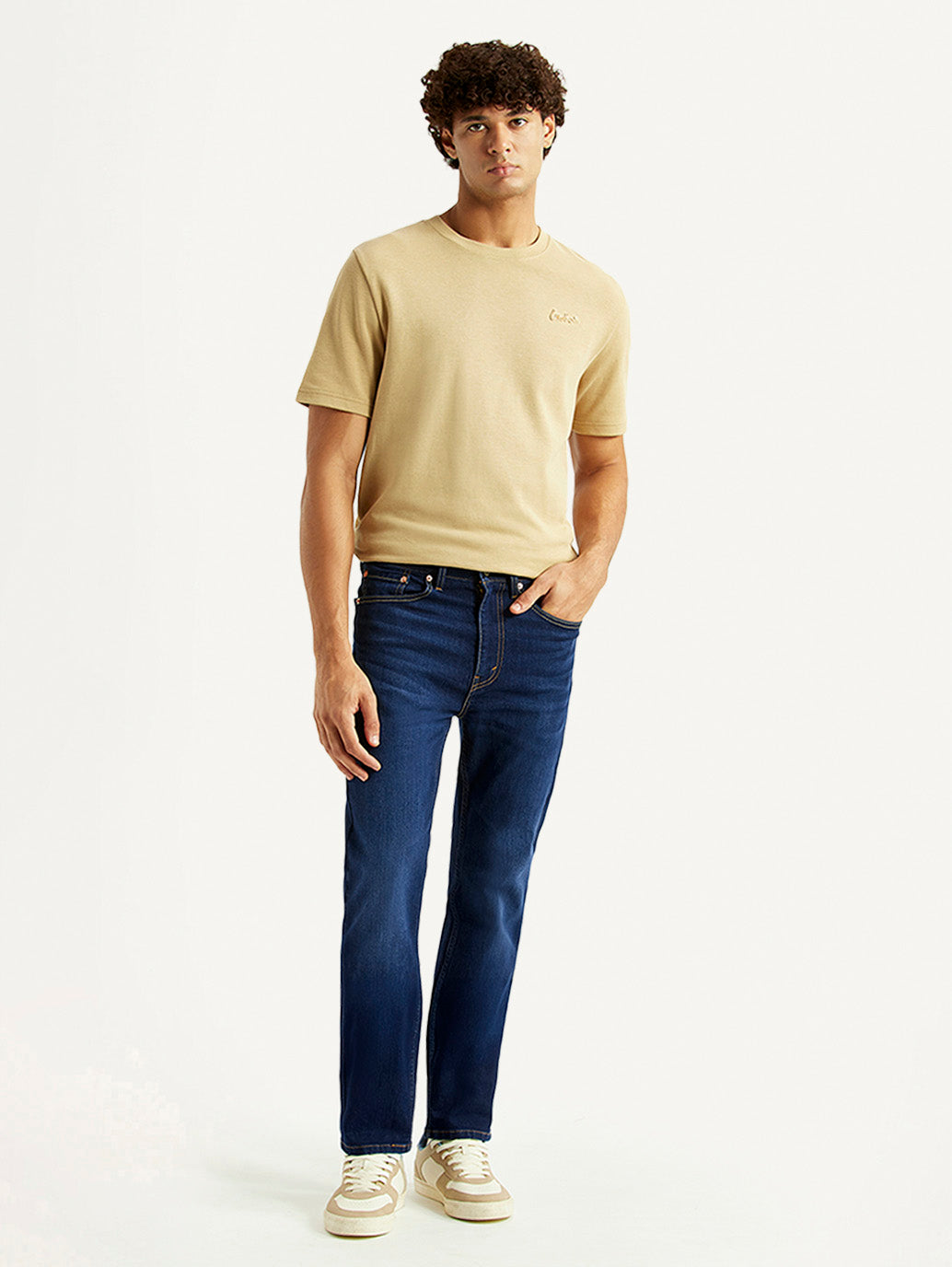 Men's 505 Navy Straight Fit Mid Rise Jeans - Front View