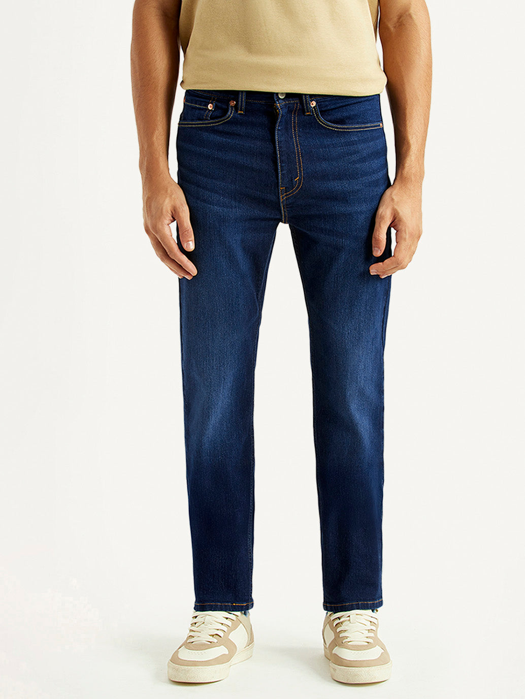 Men's 505 Navy Straight Fit Mid Rise Jeans - Front View