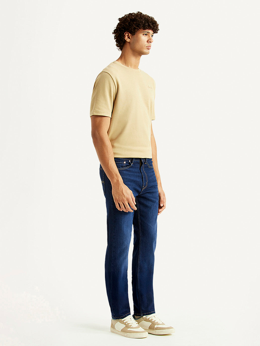 Men's 505 Navy Straight Fit Mid Rise Jeans - Side View