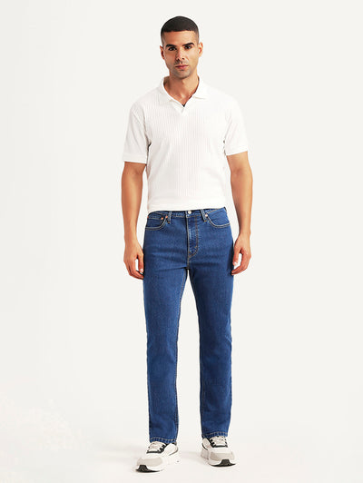 Men's 505 Blue Straight Fit Mid Rise Jeans