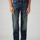 Men's 505 Dark Blue Straight Fit Mid Rise Selvedge Jeans - Front View