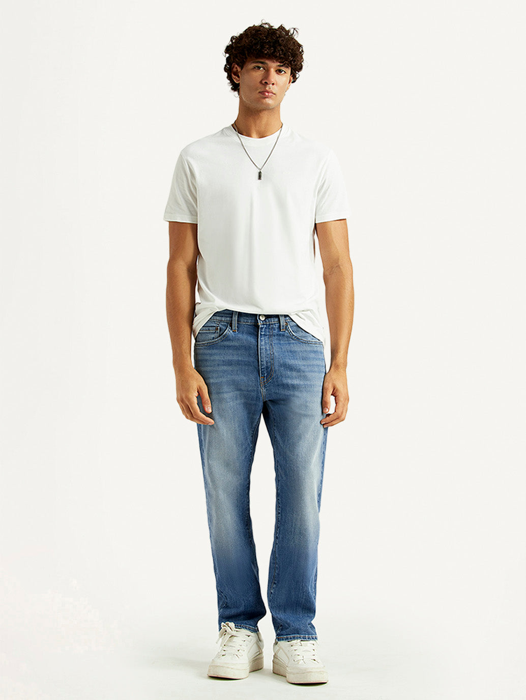 Men's 505 Blue Straight Fit Mid Rise Jeans