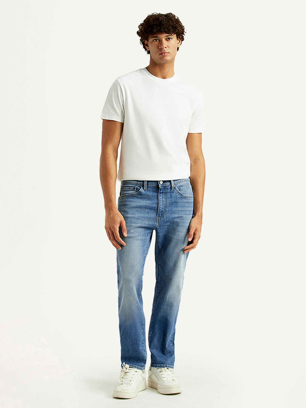 Men's 505 Blue Straight Fit Mid Rise Jeans - Front View