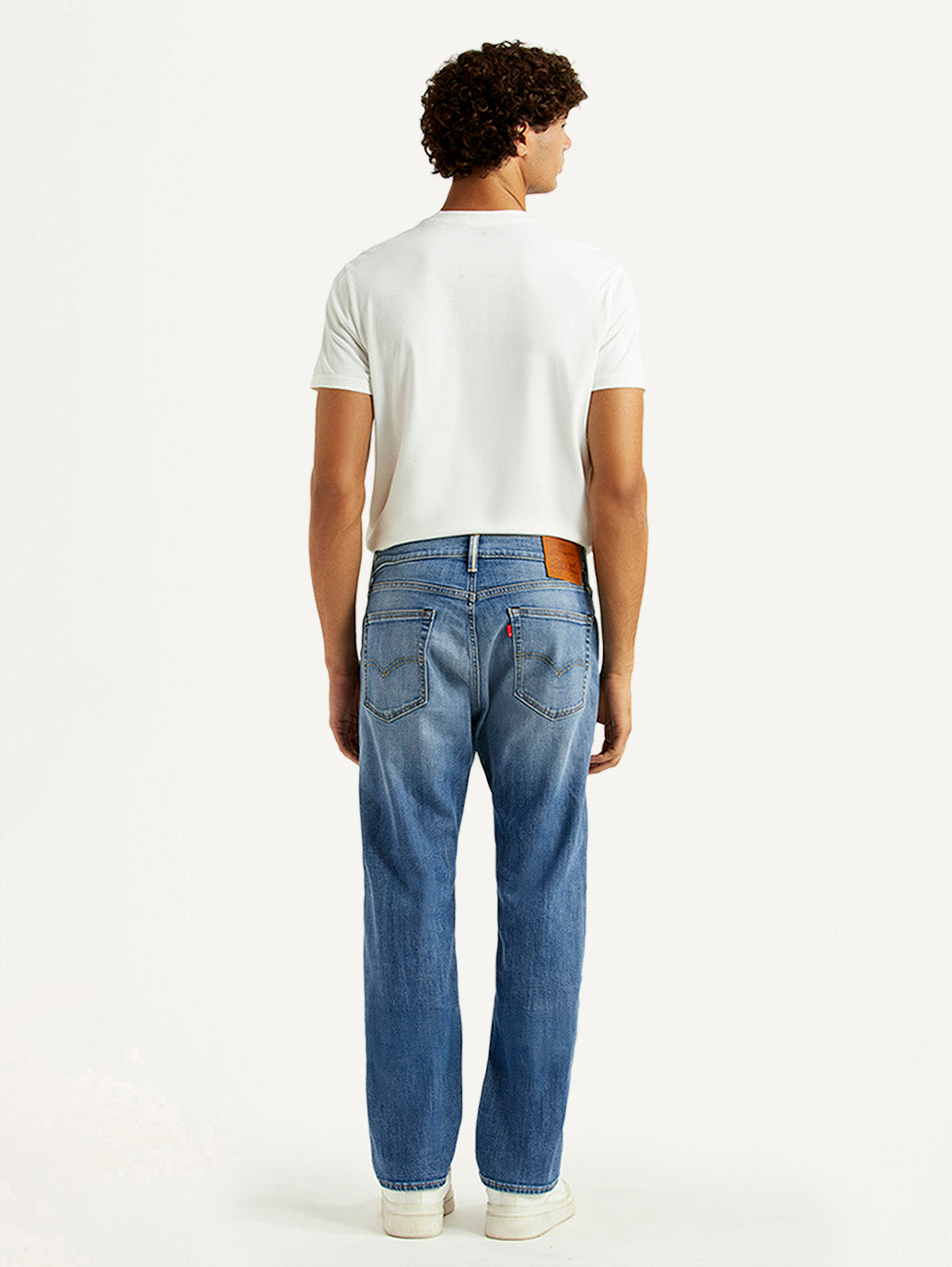 Men's 505 Blue Straight Fit Mid Rise Jeans - Back View