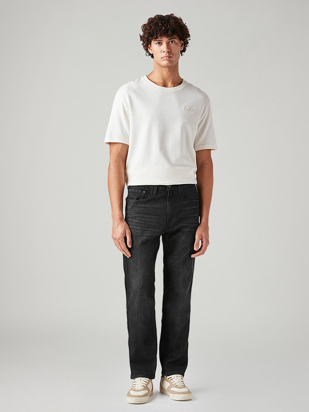 Men's 505 Black Straight Fit Mid Rise Jeans - Front View