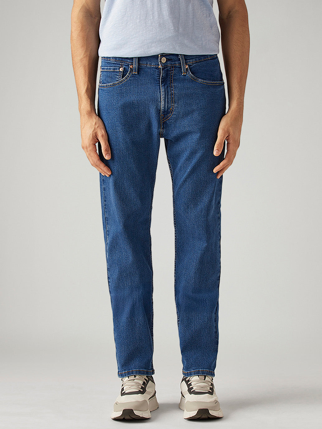 Men's 505 Blue Straight Fit Mid Rise Jeans - Front View