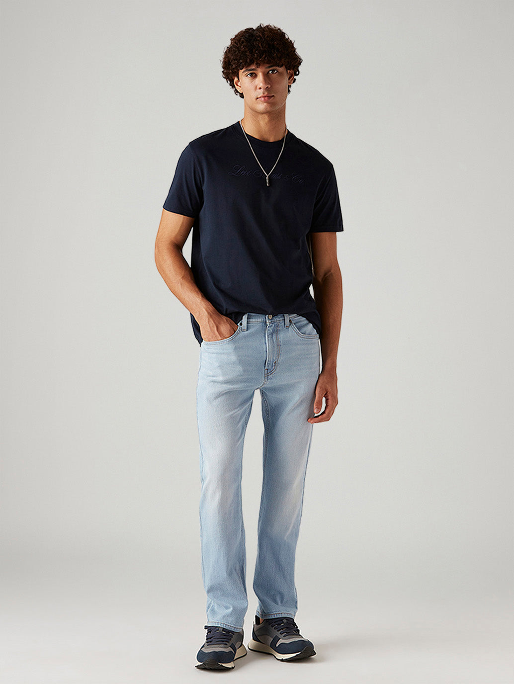 Men's 505 Light Blue Straight Fit Mid Rise Jeans