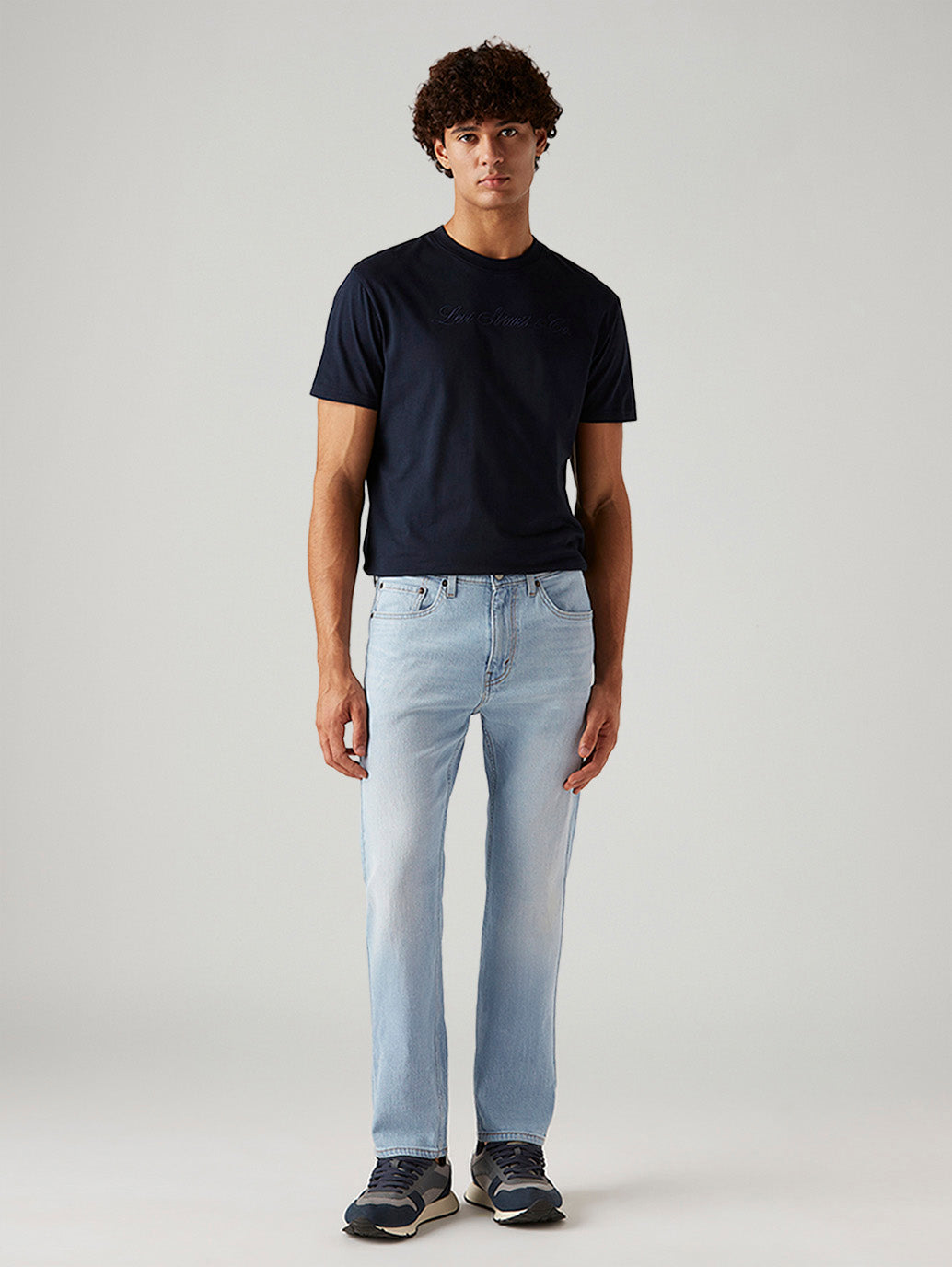 Men's 505 Light Blue Straight Fit Mid Rise Jeans - Front View