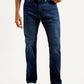 Men's 505 Dark Blue Straight Fit Mid Rise Jeans - Front View