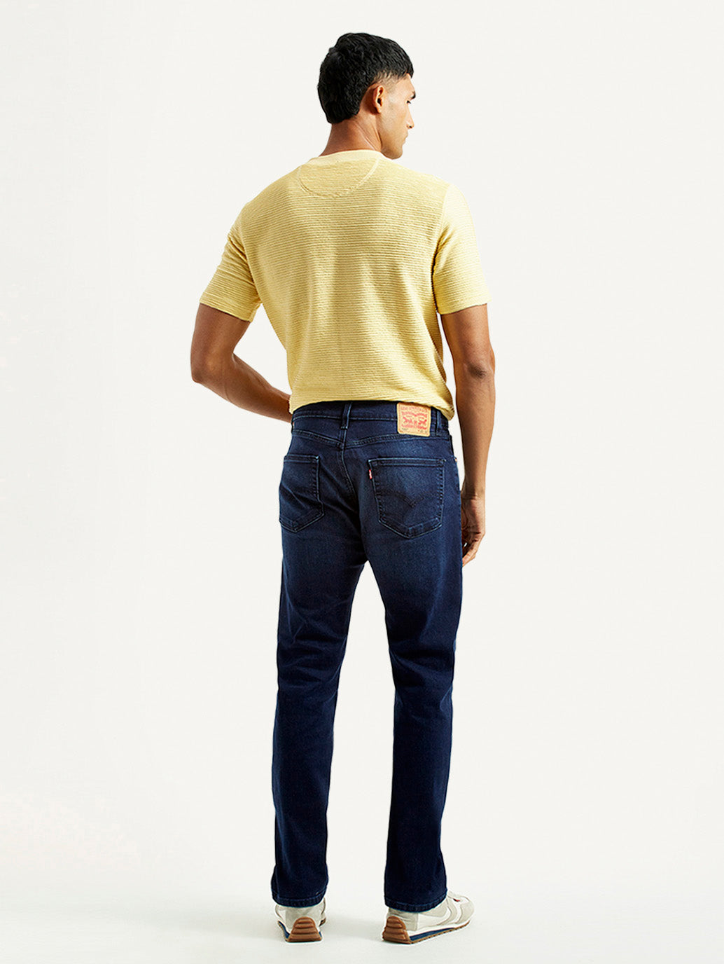 Men's 505 Dark Blue Straight Fit Mid Rise Jeans - Back View