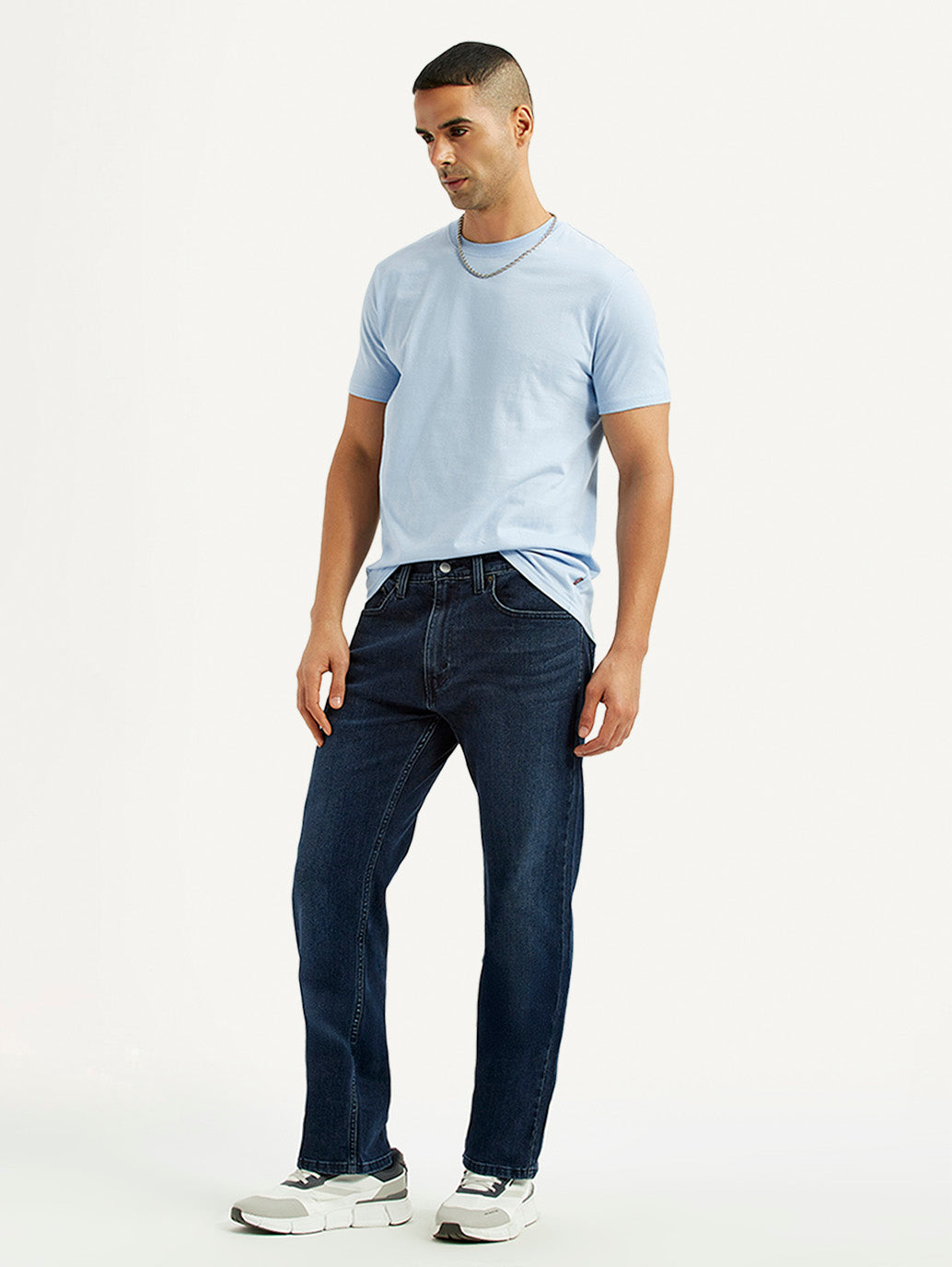 Men's 505 Dark Blue Straight Fit Mid Rise Jeans - Styleshot View