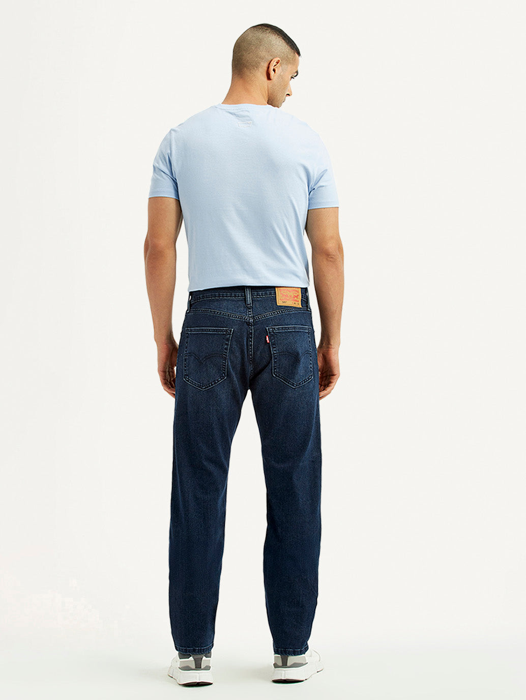 Men's 505 Dark Blue Straight Fit Mid Rise Jeans - Back View