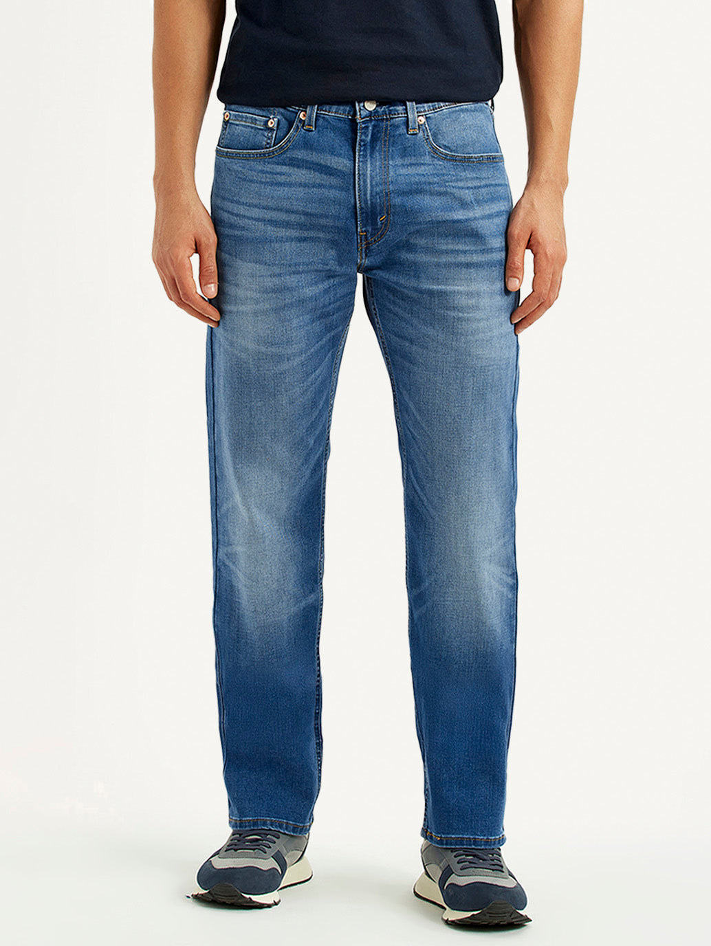 Men's 505 Blue Straight Fit Mid Rise Jeans - Front View