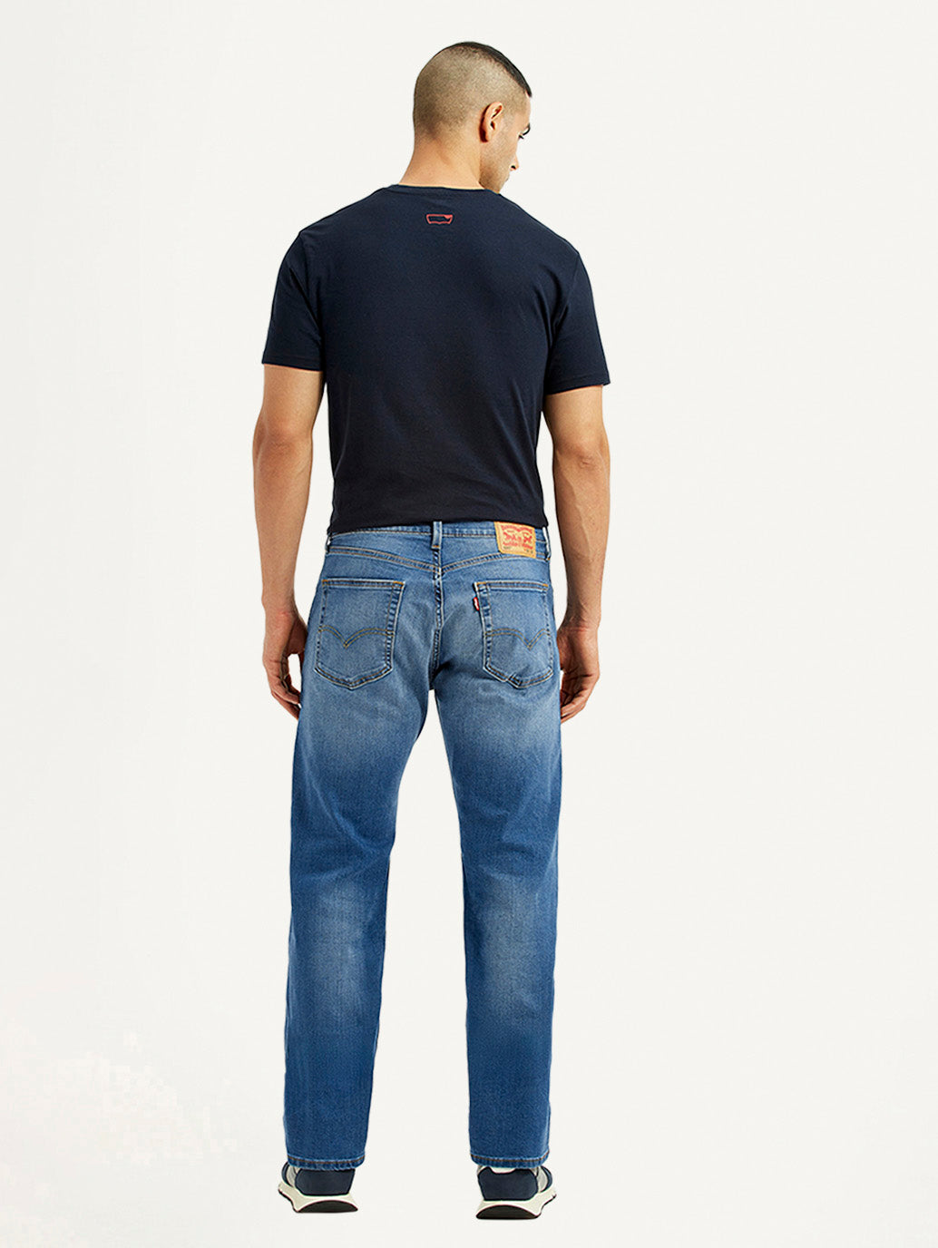 Men's 505 Blue Straight Fit Mid Rise Jeans - Back View