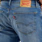 Men's 505 Blue Straight Fit Mid Rise Jeans - Detail View