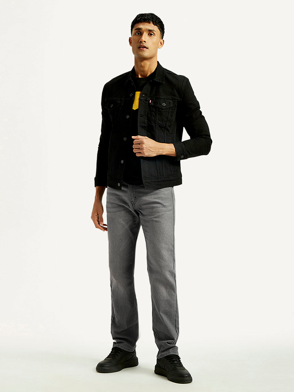 Men's 505 Light Grey Straight Fit Mid Rise Jeans - Styleshot View