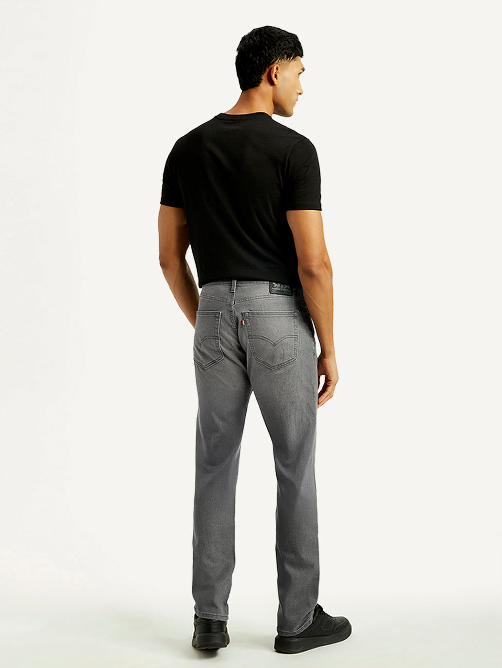 Men's 505 Light Grey Straight Fit Mid Rise Jeans - Back View