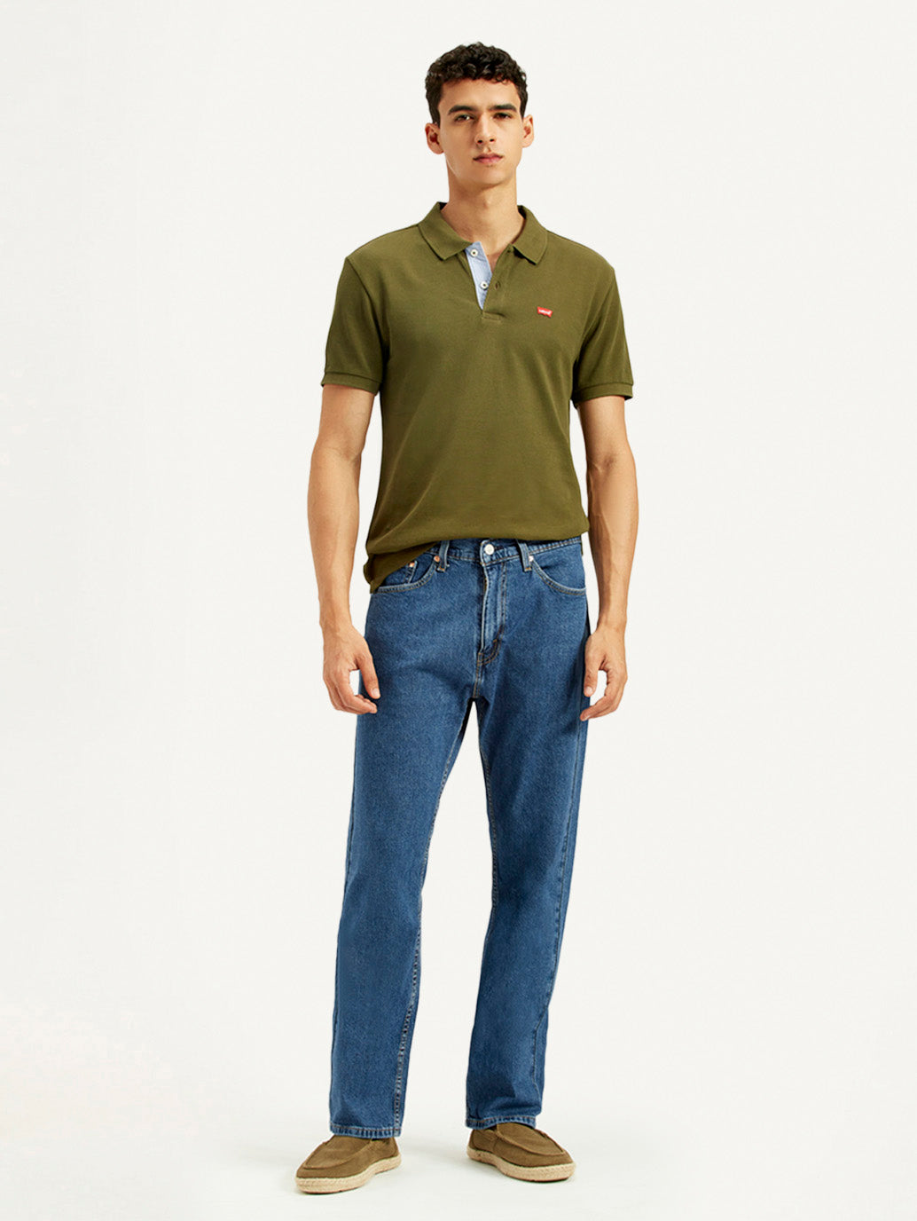 Men's 505 Blue Straight Fit Mid Rise Jeans - Styleshot View