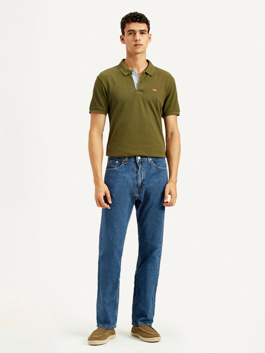 Men's 505 Blue Straight Fit Mid Rise Jeans - Front View