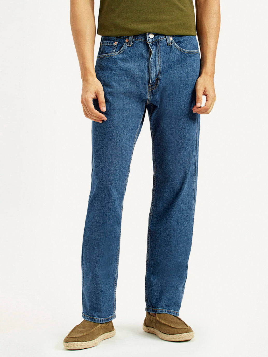 Men's 505 Blue Straight Fit Mid Rise Jeans - Front View