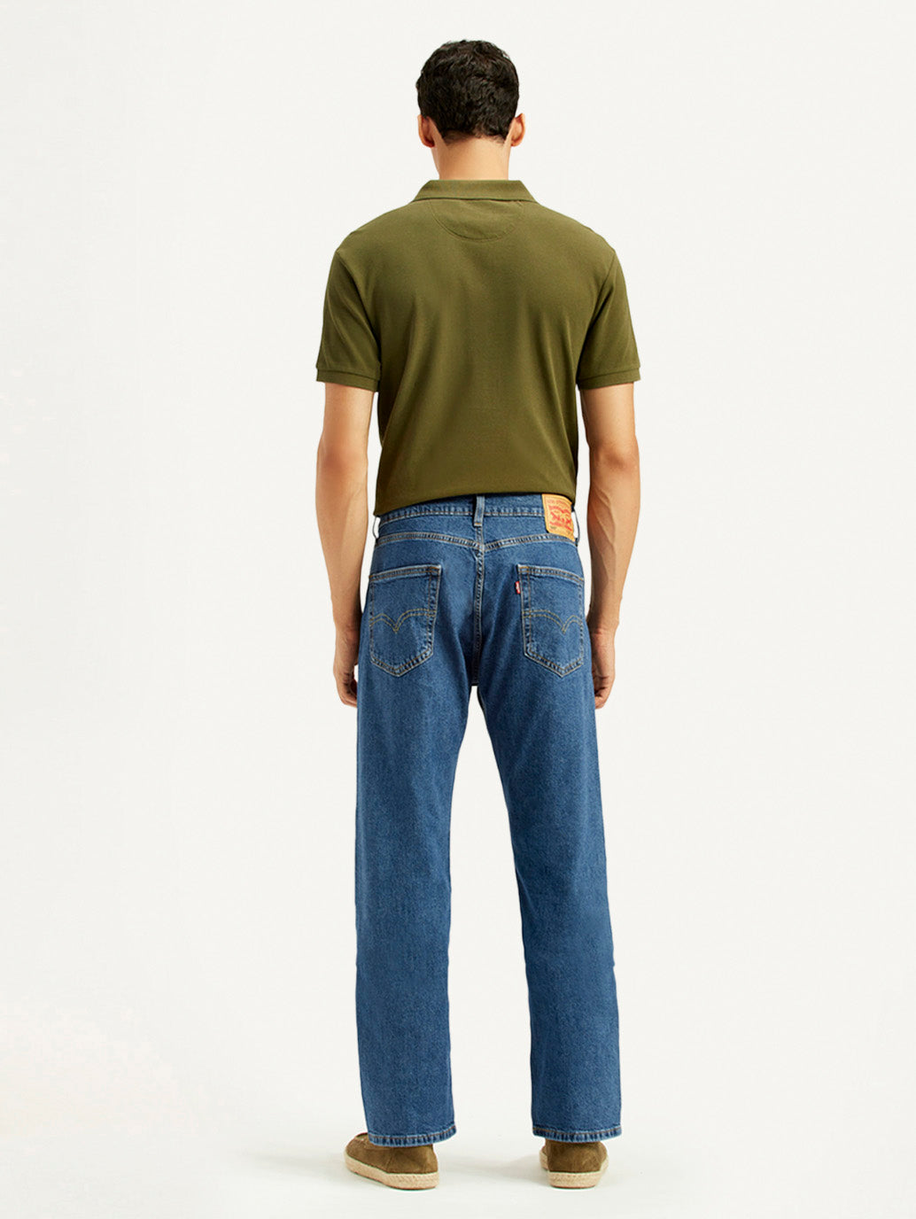 Men's 505 Blue Straight Fit Mid Rise Jeans - Back View