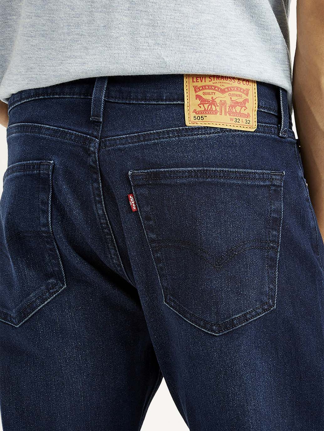 Men's 505 Indigo Straight Fit Mid Rise Jeans - Detail View