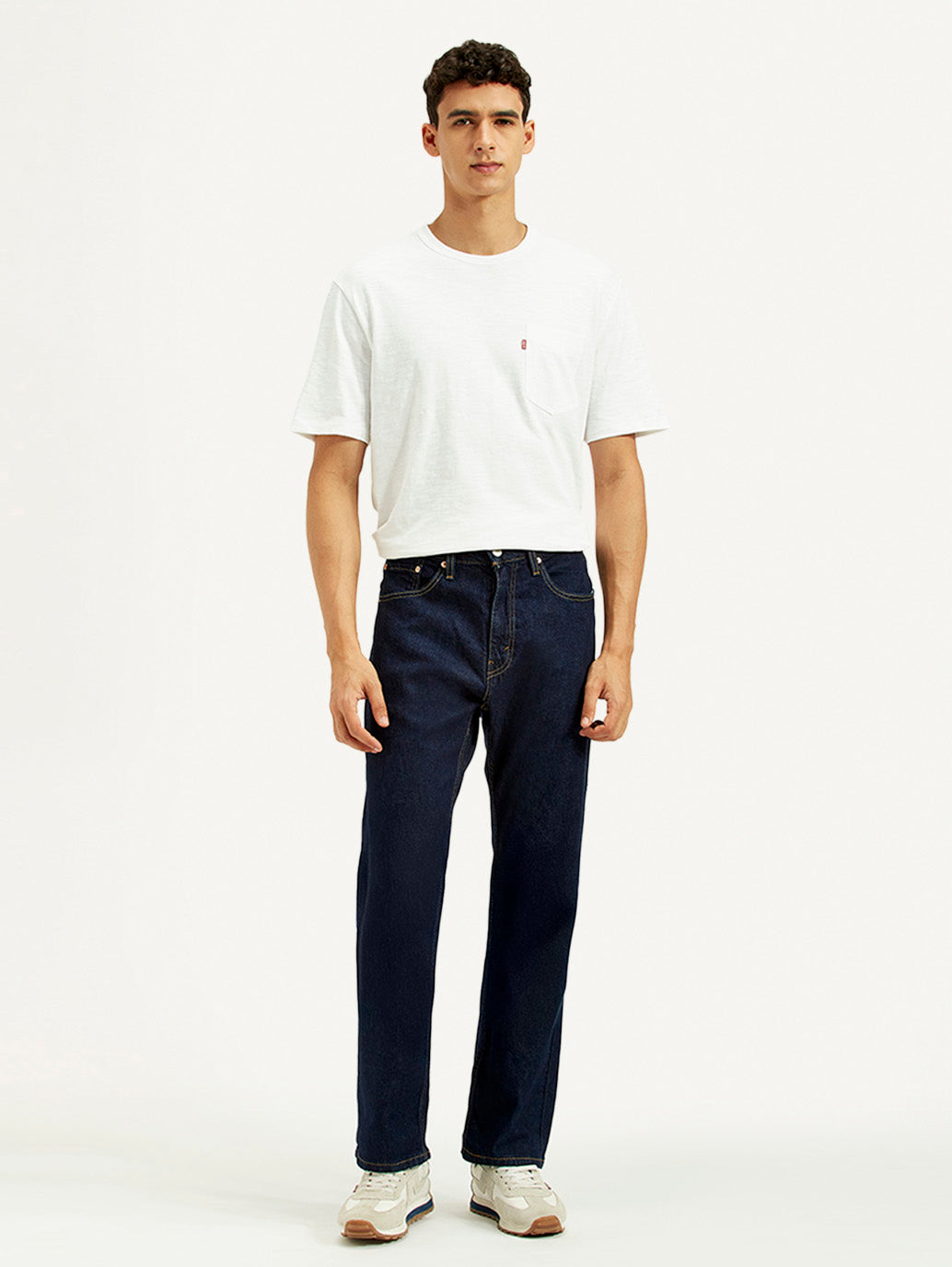 Men's 505 Navy Blue Straight Fit Mid Rise Jeans