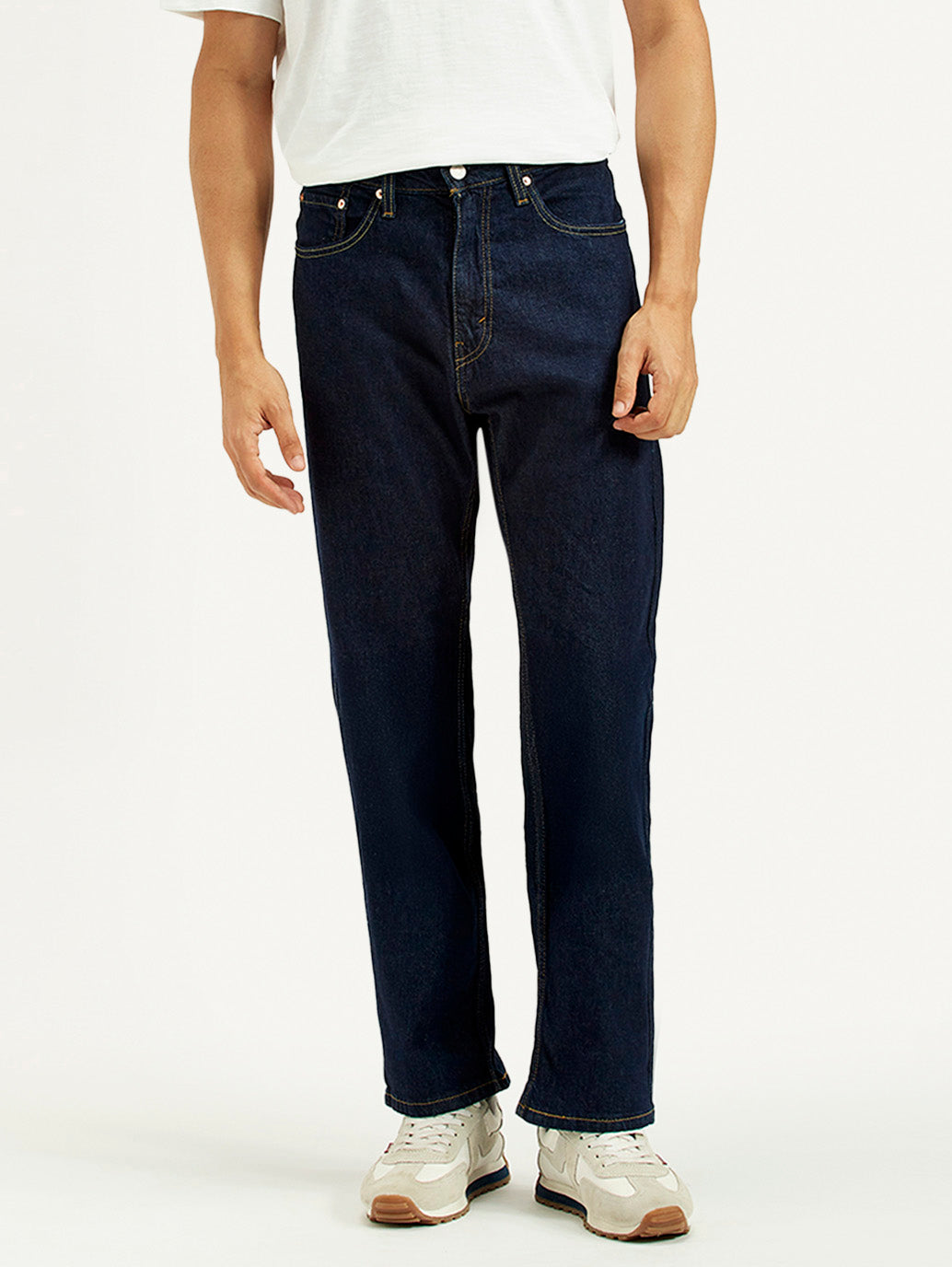 Men's 505 Navy Blue Straight Fit Mid Rise Jeans - Front View