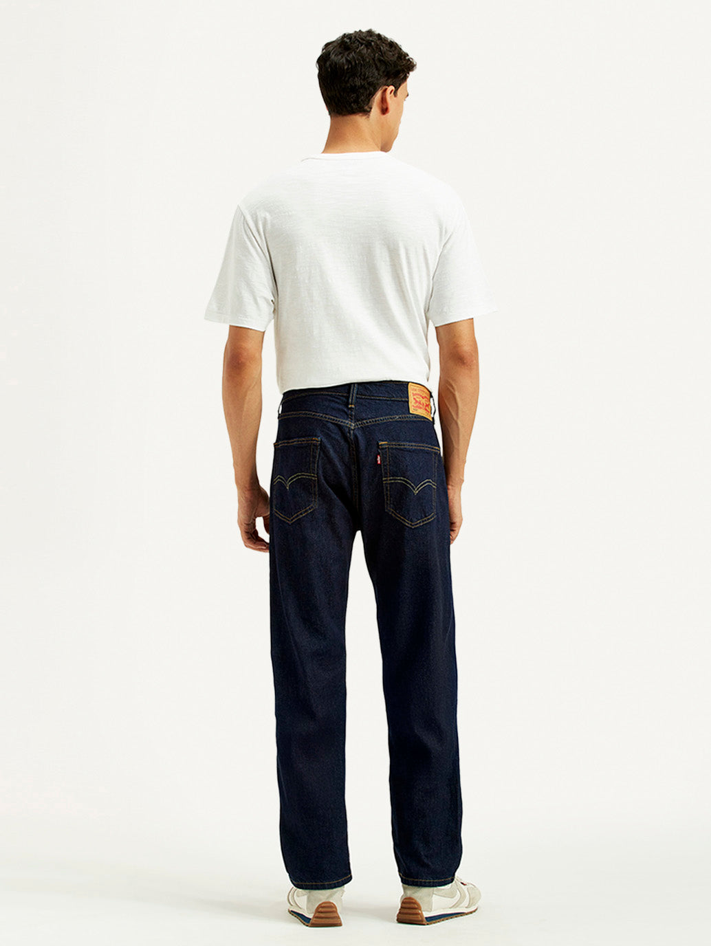 Men's 505 Navy Blue Straight Fit Mid Rise Jeans - Back View