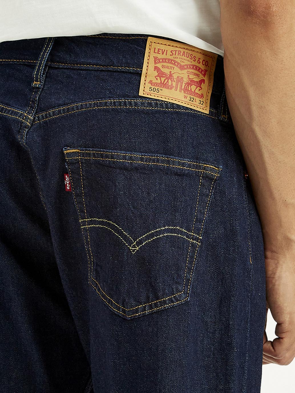 Men's 505 Navy Blue Straight Fit Mid Rise Jeans - Detail View