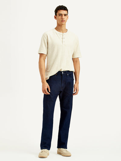 levi's Men's 505 Navy Blue Straight Fit Mid Rise Jeans-picture-16