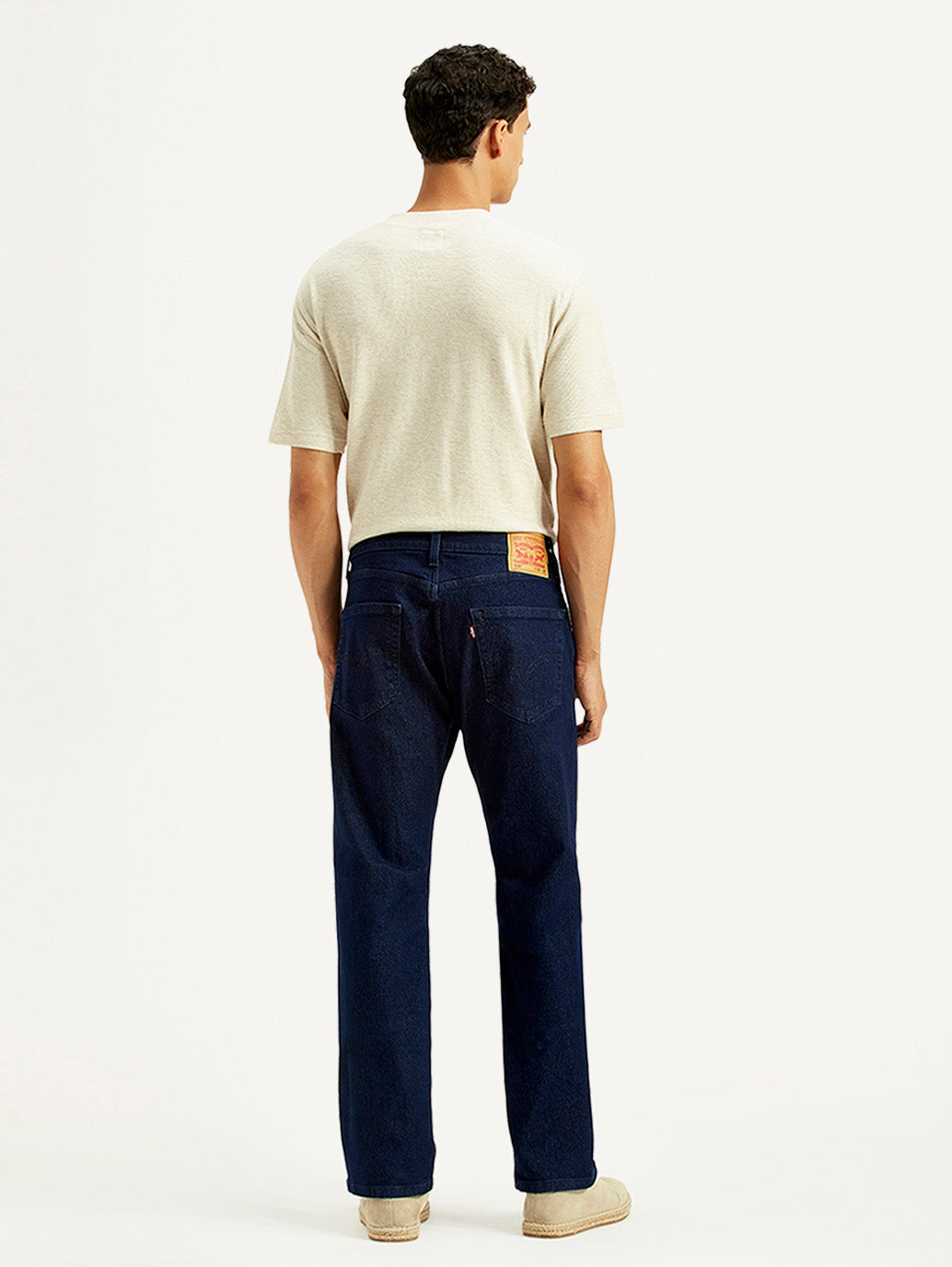 Men's 505 Navy Blue Straight Fit Mid Rise Jeans - Back View