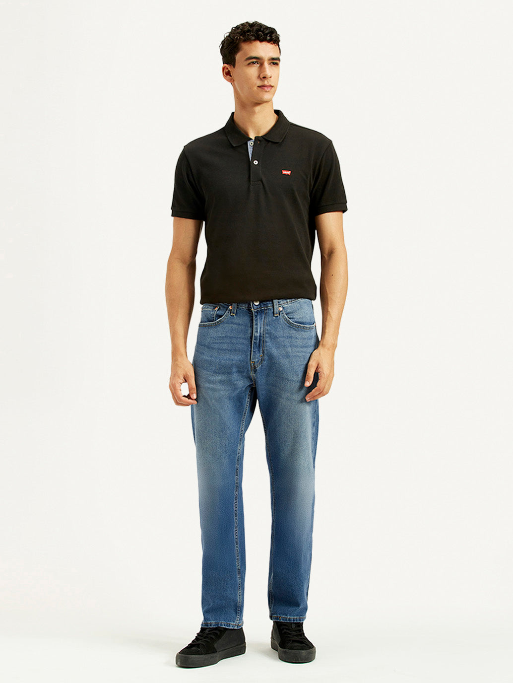 Men's 505 Blue Straight Fit Mid Rise Jeans - Front View