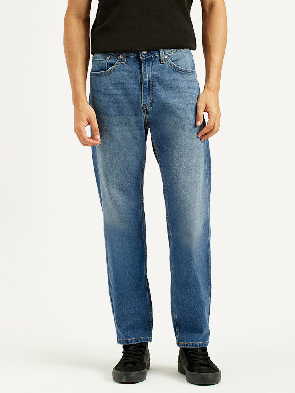 Men's 505 Blue Straight Fit Mid Rise Jeans - Front View