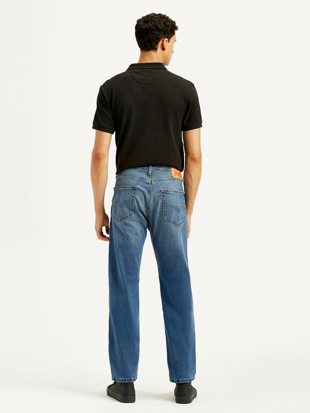 Men's 505 Blue Straight Fit Mid Rise Jeans - Back View
