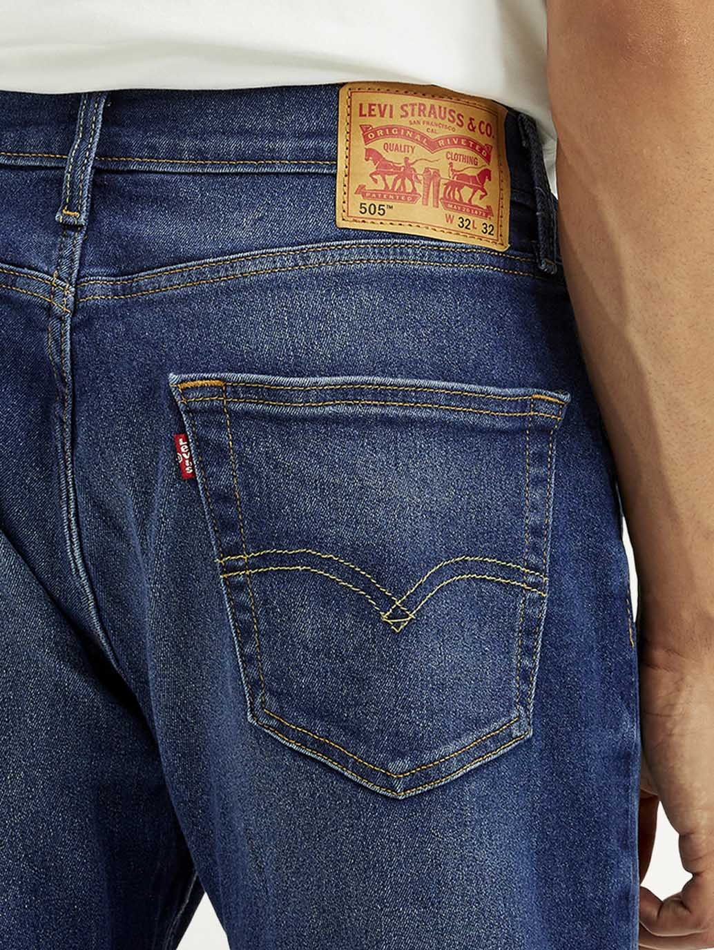 Men's 505 Indigo Straight Fit Mid Rise Jeans - Detail View