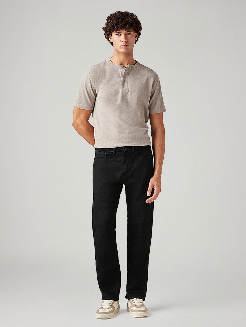 Men's 505 Black Straight Fit Mid Rise Selvedge Jeans - Front View