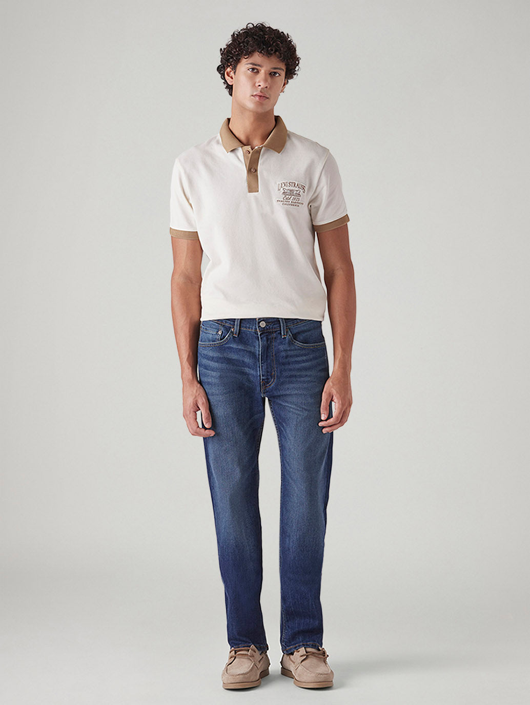 Men's 505 Blue Straight Fit Mid Rise Jeans - Front View