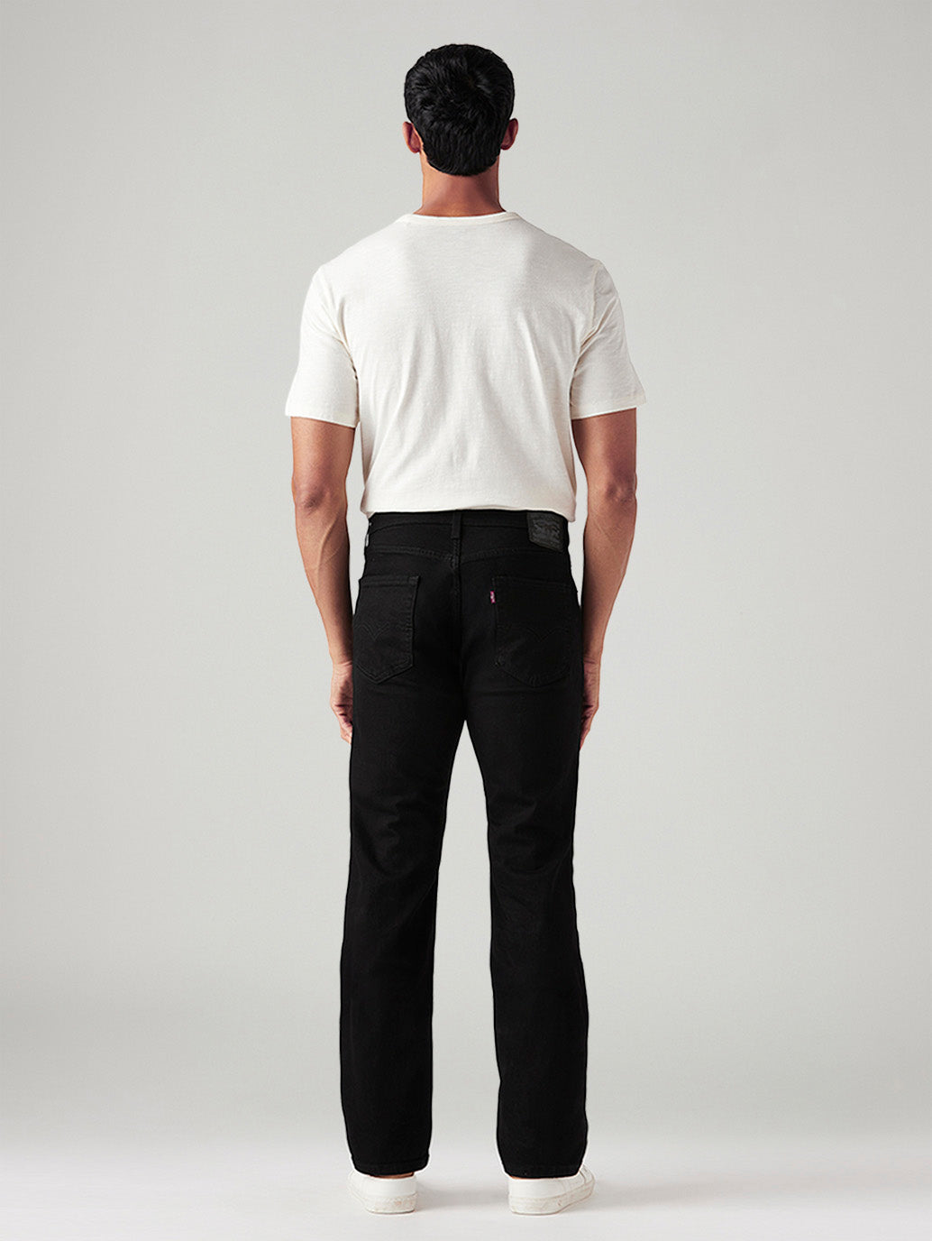 Men's 505 Black Straight Fit Mid Rise Jeans - Back View
