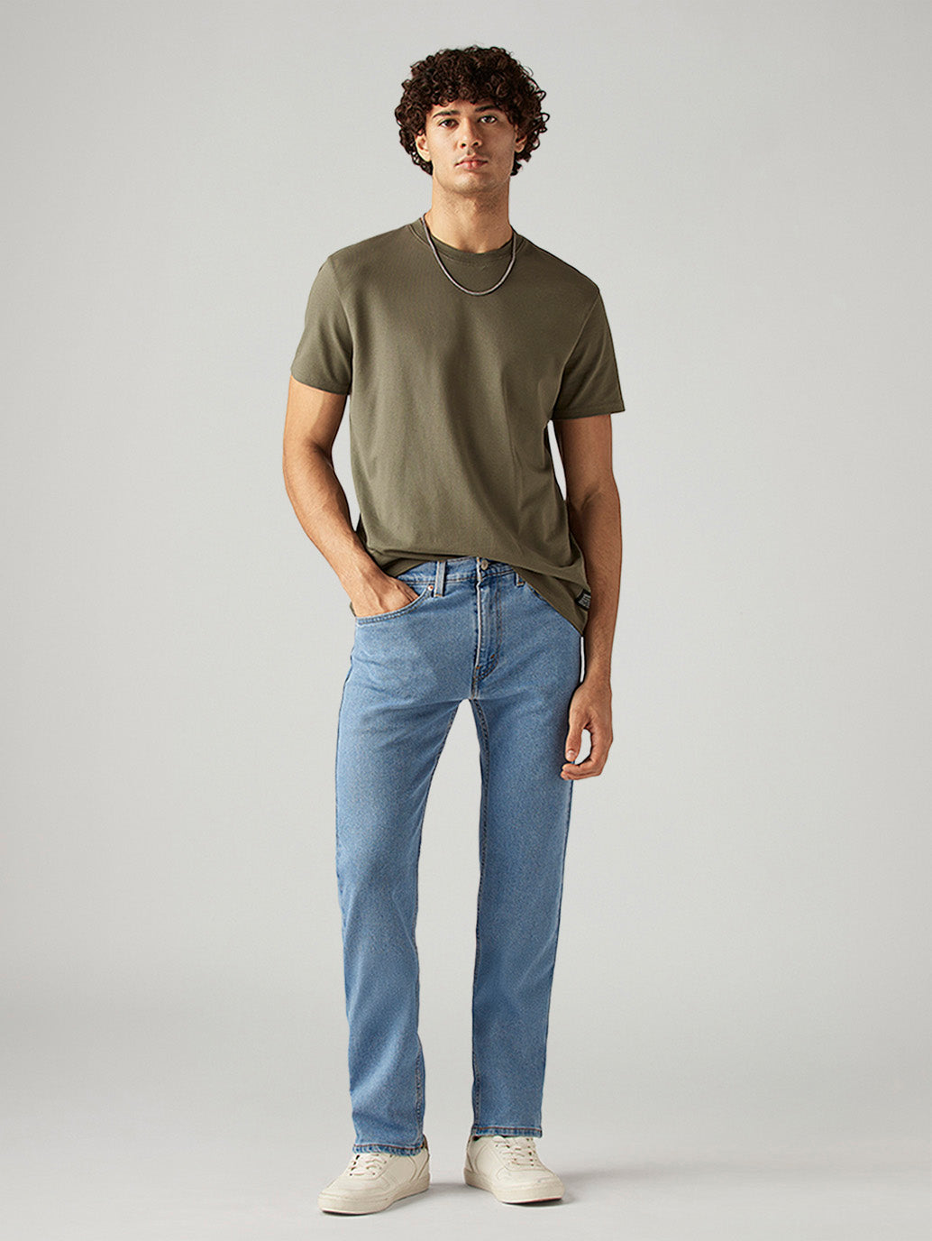 Men's 505 Light Blue Straight Fit Mid Rise Jeans