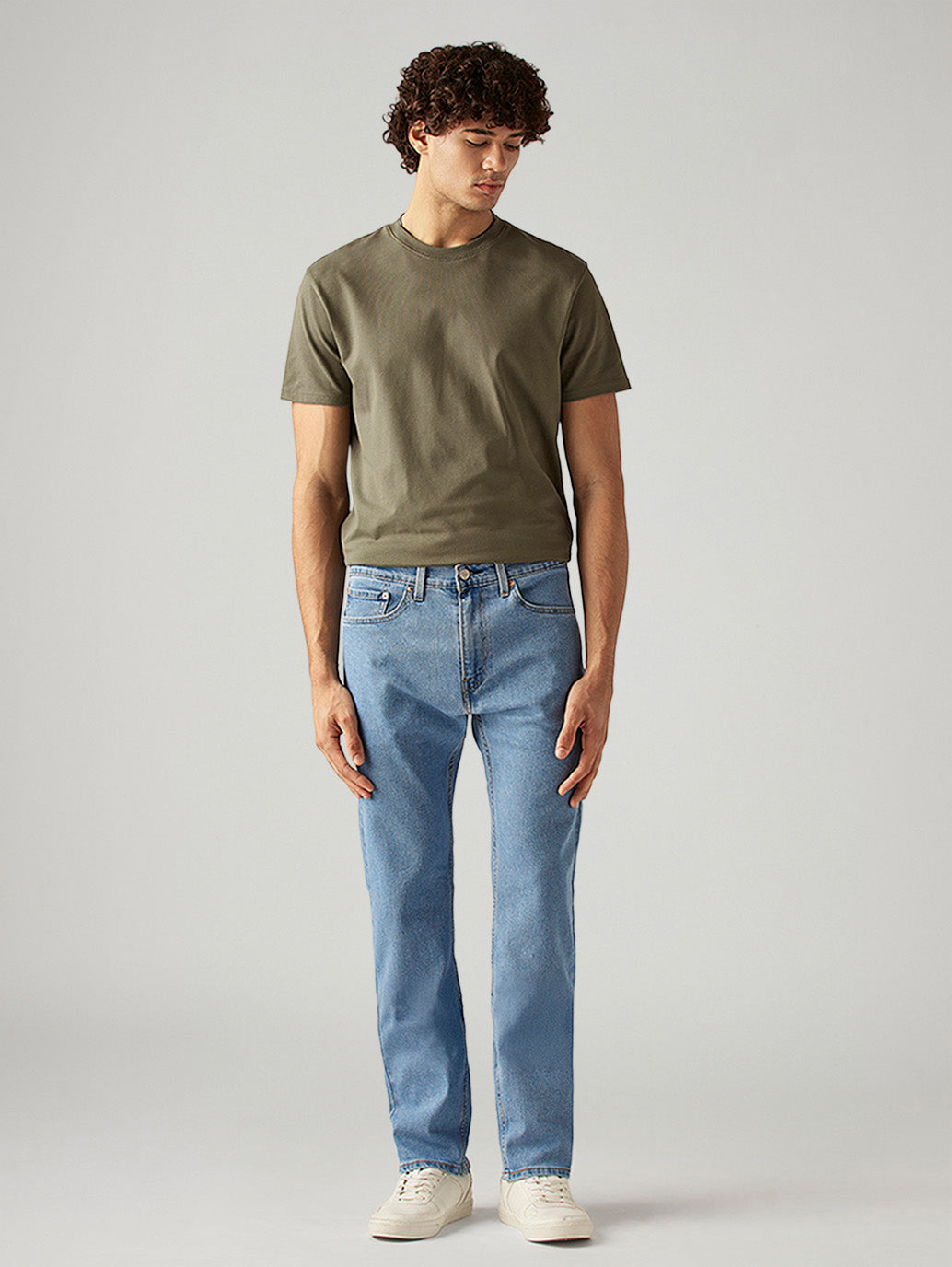 Men's 505 Light Blue Straight Fit Mid Rise Jeans - Front View