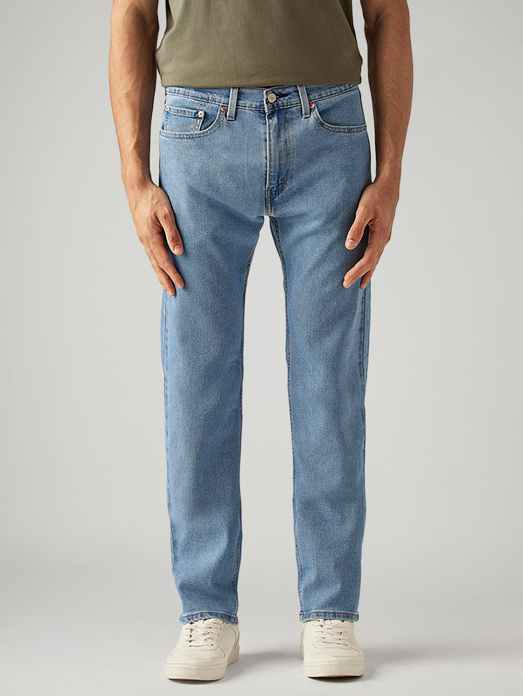 Men's 505 Light Blue Straight Fit Mid Rise Jeans - Front View